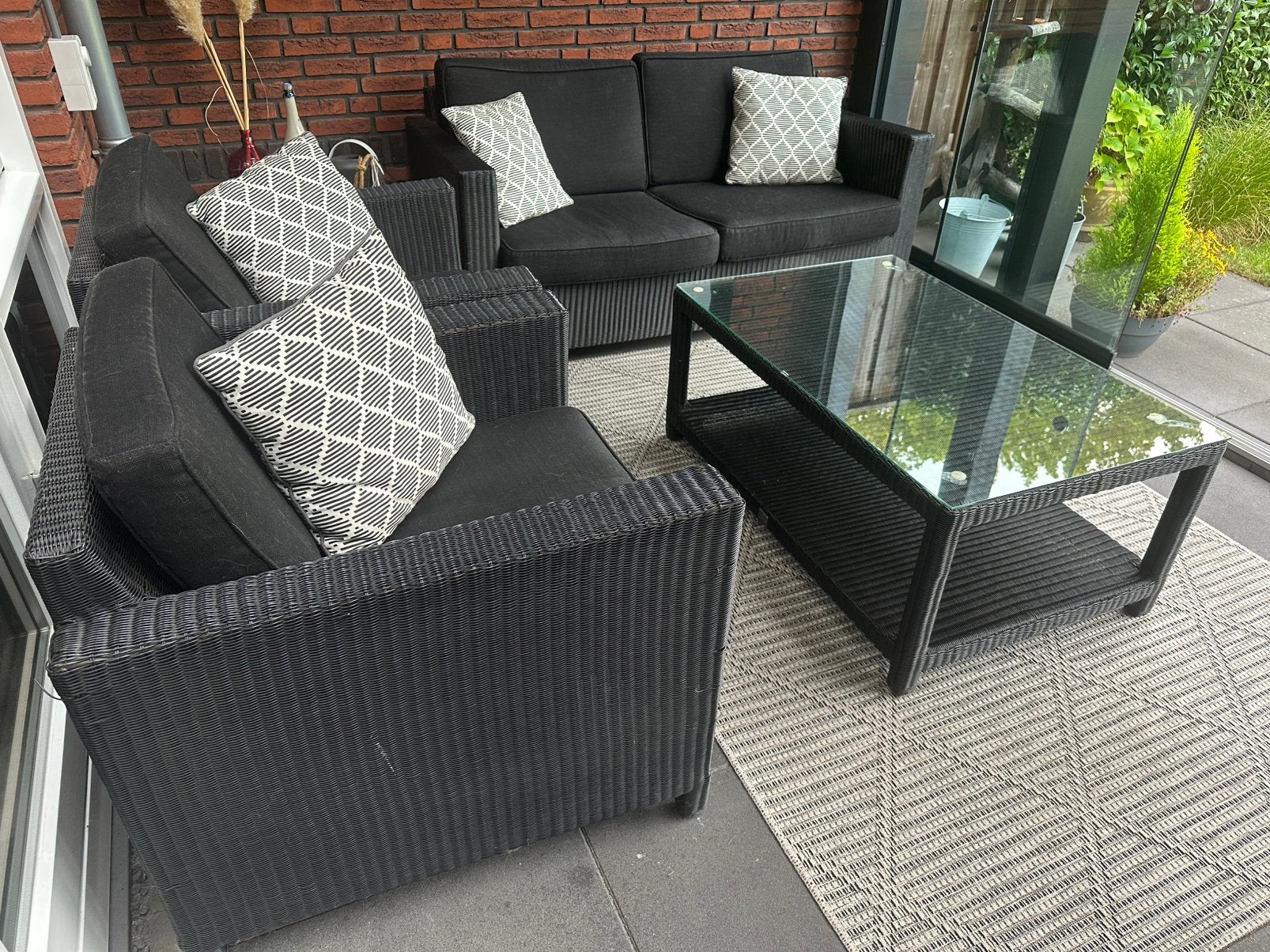 Te koop Loungeset, Tuin en Terras, Ophalen, 4 zitplaatsen, Kunststof, Gebruikt
