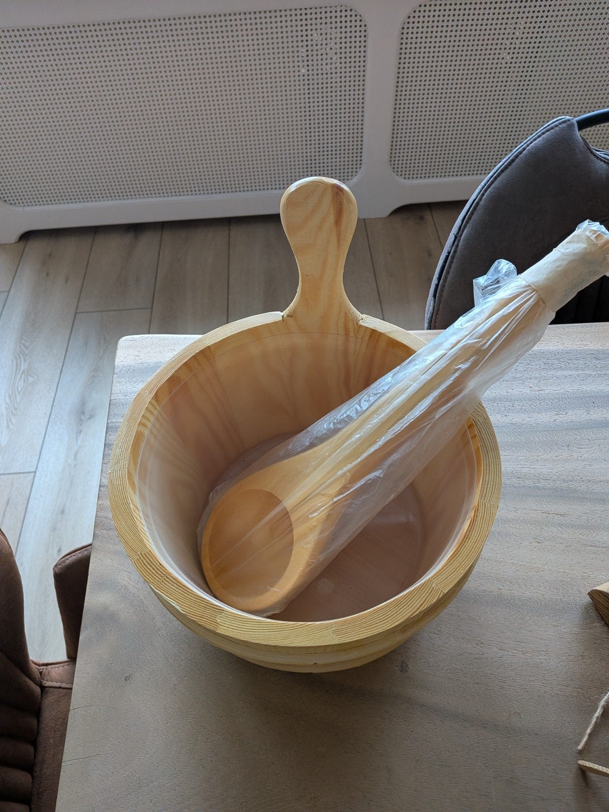 Sauna emmer met lepel - Nieuw, Sport en Fitness, Sauna, Ophalen of Verzenden, Nieuw, Toebehoren