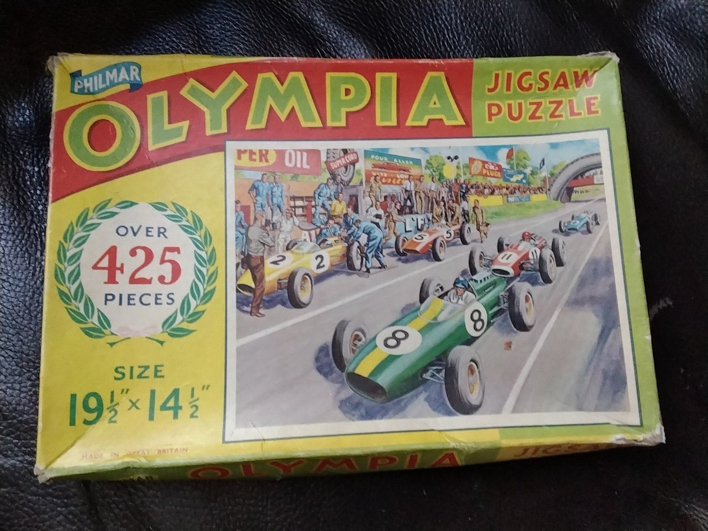 Vintage auto puzzel- Raceauto's, Ophalen of Verzenden, Minder dan 500 stukjes, Gebruikt, Legpuzzel