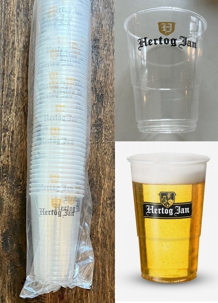 Hertog Jan bierglas plastic bekers 25 cl per rol 50 stuks, Verzenden, Nieuw, Gebruiksvoorwerp