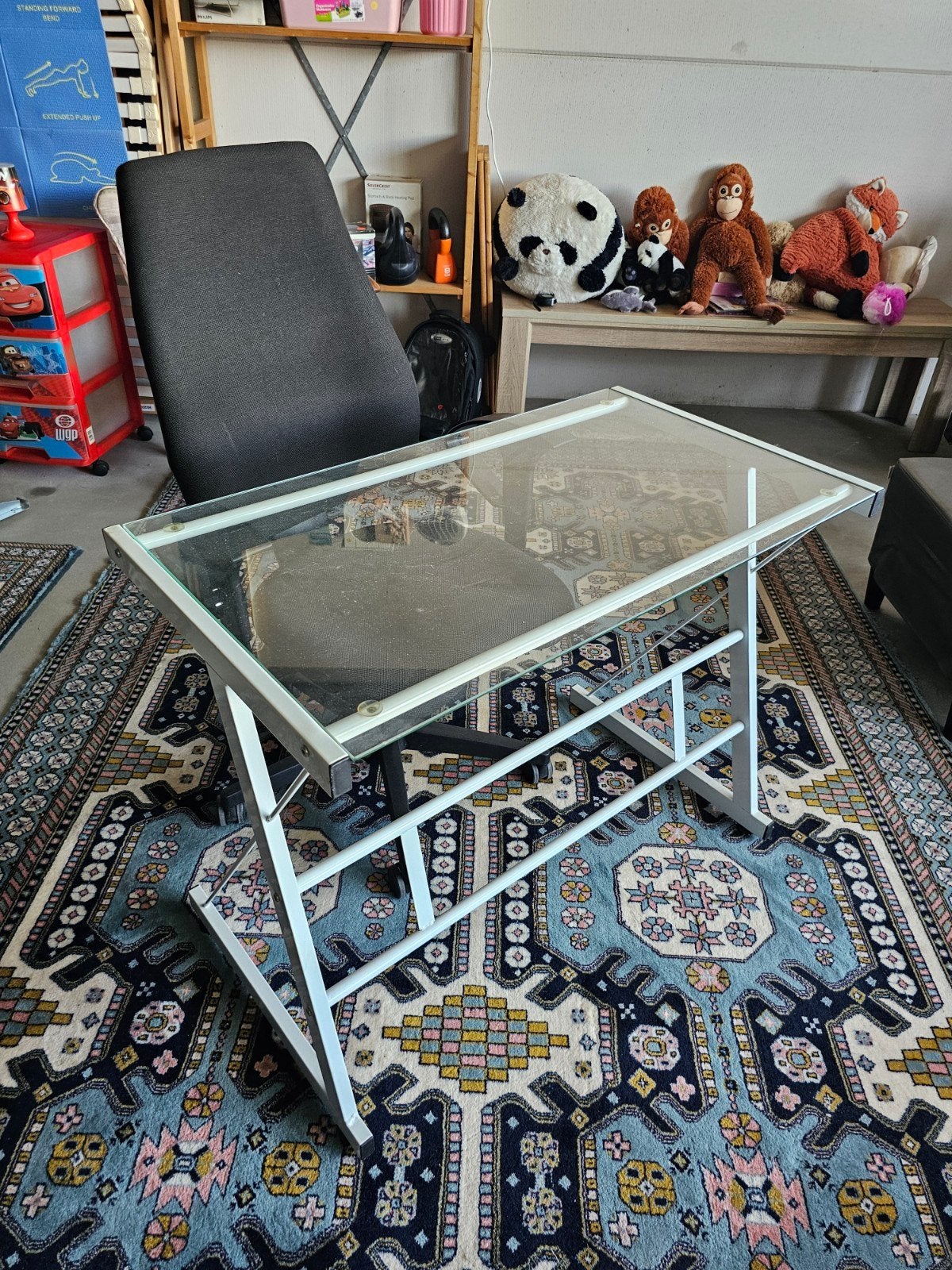 Compact bureau met glazen blad 90x50x72, Ophalen, Gebruikt, ., .
