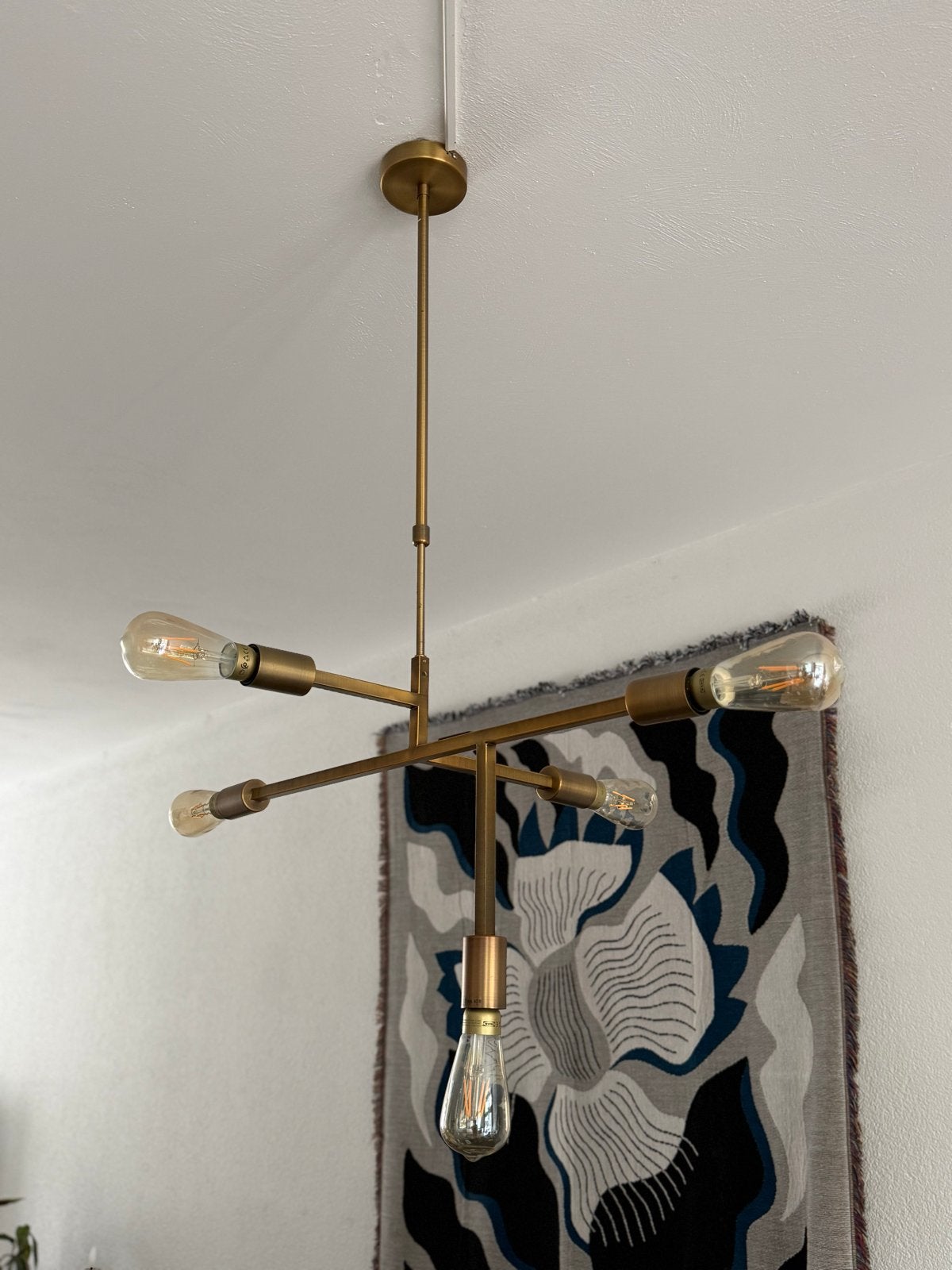 Moderne messing hanglamp, Ophalen, Zo goed als nieuw, Metaal, E27 (groot)
