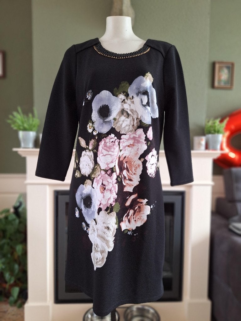 K-Design K Design pioenrozen jurk XL, Kleding | Dames, Jurken, K-design, Verzenden, Zwart, Maat 46/48 (XL) of groter