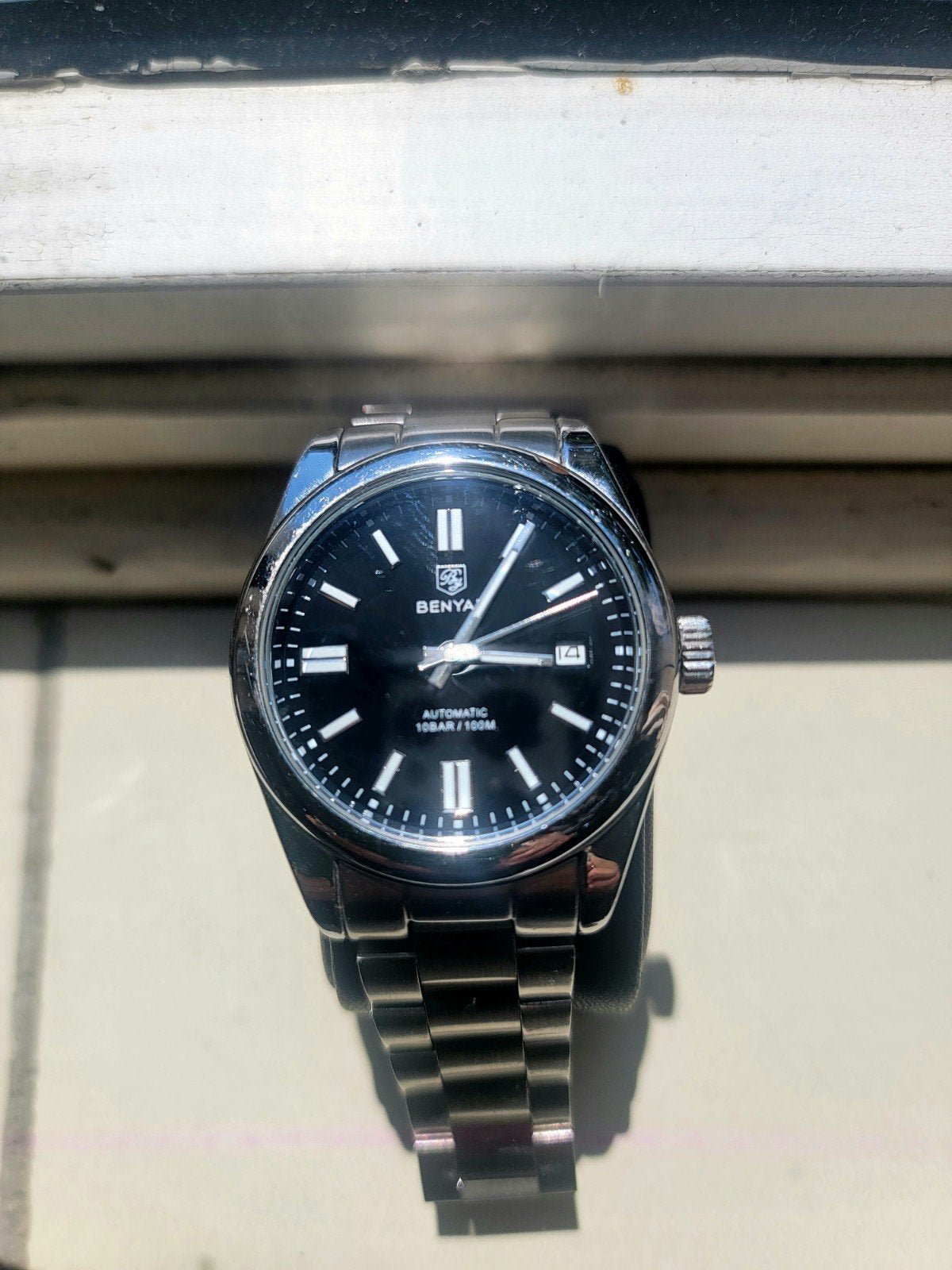 Super mooi, origineel, NIEUW, zwart Benyar Automatic horloge, Ophalen of Verzenden, Staal, Polshorloge, Overige merken