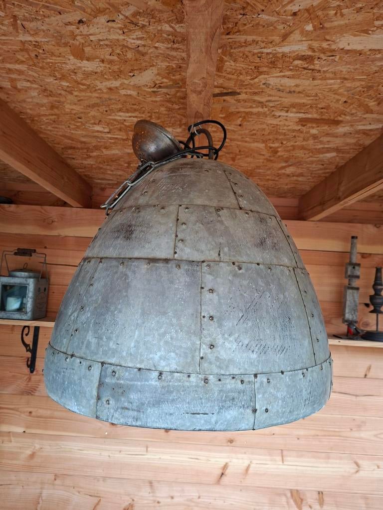 Hanglamp van zink/ metaal, Huis en Inrichting, Lampen | Hanglampen, Ophalen, Metaal, Minder dan 50 cm