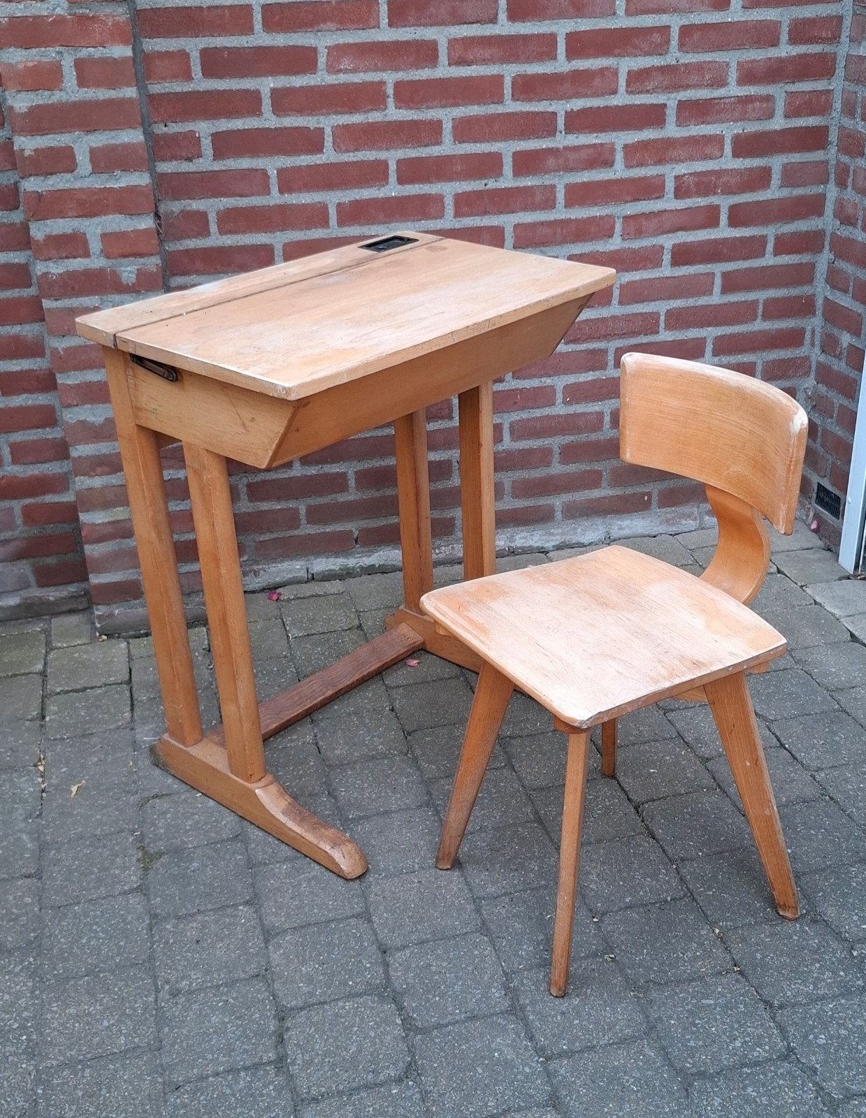 Leuke vintage lessenaar met bijpassend stoeltje, Antiek en Kunst, Ophalen
