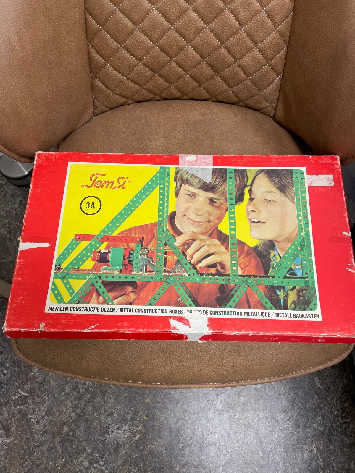 Vintage Meccano / TemSi Constructiedozen 3A, Overige merken, Gebruikt, -, Ophalen of Verzenden