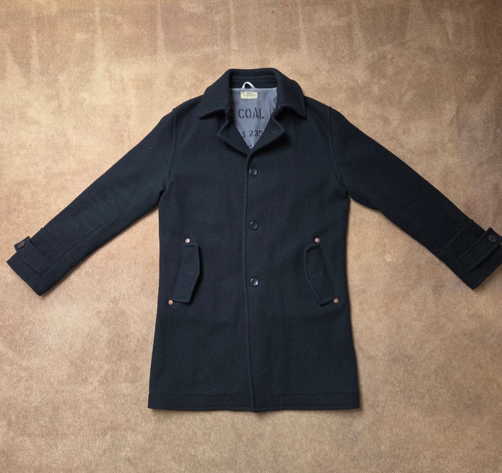 Jack & Jones wollen herenjas / mantel - Zwart - Maat L, Maat 52/54 (L), Zwart, Ophalen of Verzenden, Zo goed als nieuw