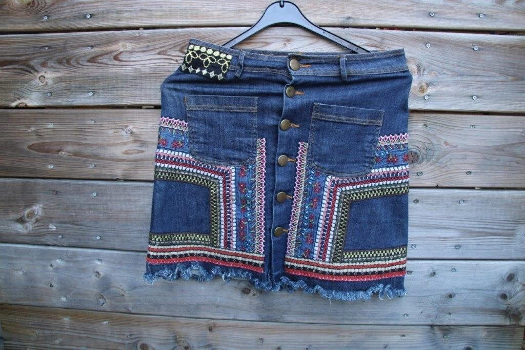 Spijkerrok donkerblauw/ kleur Desigual mt 28 (EU36) Vaste AA, Blauw, Ophalen of Verzenden, Zo goed als nieuw, Boven de knie