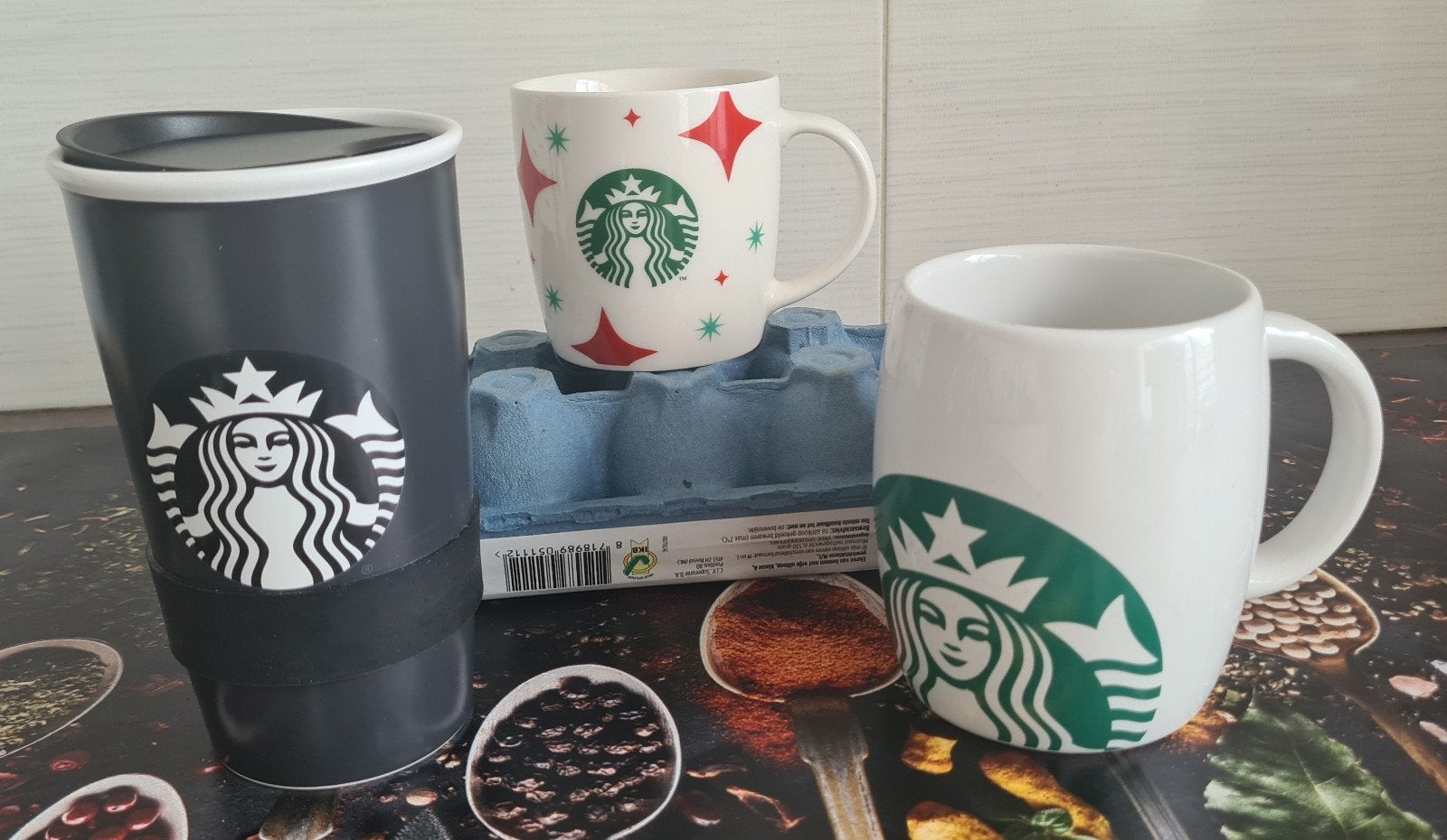 Starbucks mokken en to go mok- Set van 3, Overige typen, Ophalen of Verzenden, Zo goed als nieuw, Steen/keramiek