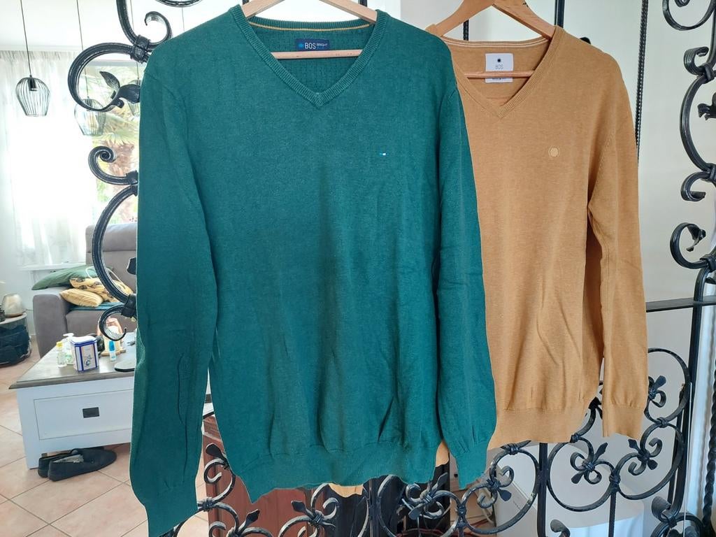 2 als nieuwe heren merk Bos  v-hals truien mt L, Ophalen of Verzenden, Zo goed als nieuw, Maat 38/40 (M)