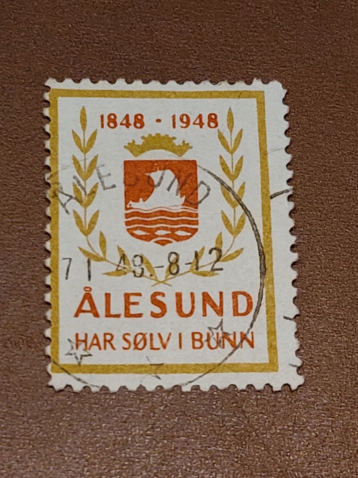 Noorwegen Cinderella jubileum stad Ålesund 1848-1948, Postzegels en Munten, Ophalen of Verzenden, Noorwegen, Gestempeld