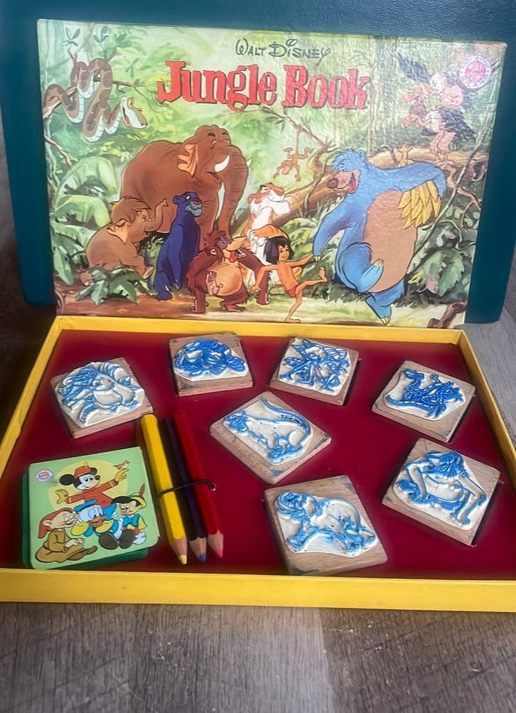 Vintage Disney Jungle Book stempelset jaren ‘60, Ophalen of Verzenden, Leeuwenkoning of Jungle Boek, Gebruikt, Beeldje of Figuurtje
