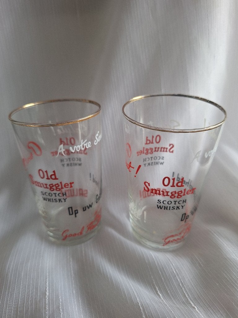 OLD SMUGGLER glazen, 2 stuks, Ophalen of Verzenden, Zo goed als nieuw, Borrel- of Shotglas