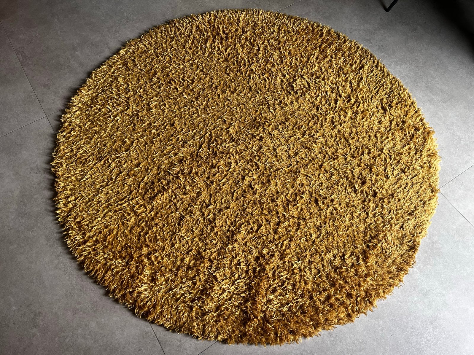 Rond okergeel / goud kleurig vloerkleed - 160 cm, Ophalen, 100 tot 150 cm, Geel, Rond