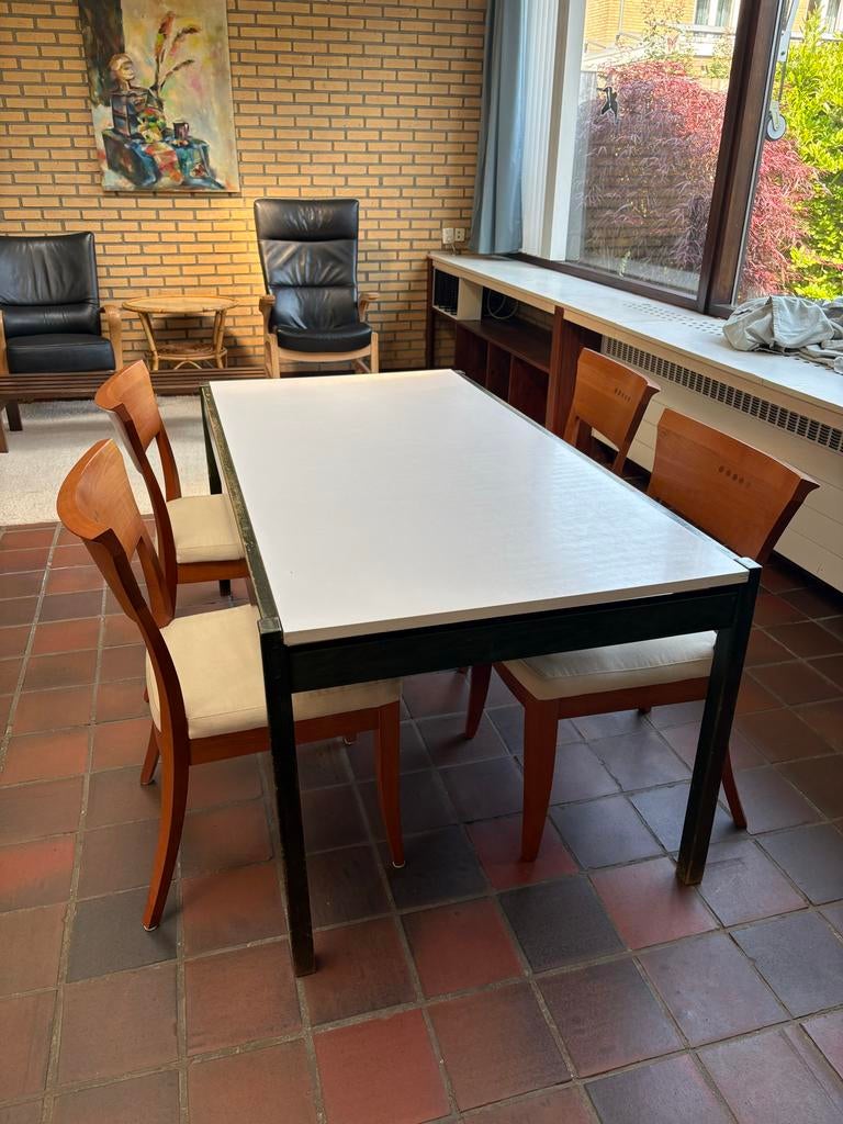 Pastoe jaren '60 uitschuifbare eettafel - 164 tot 220 cm, Ophalen, 50 tot 100 cm, Zo goed als nieuw, 150 tot 200 cm