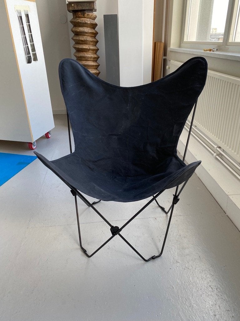 1960 MidCentury Hardoy Butterfly vlinderstoel, Gebruikt, Mid century, Zwart, Ophalen of Verzenden