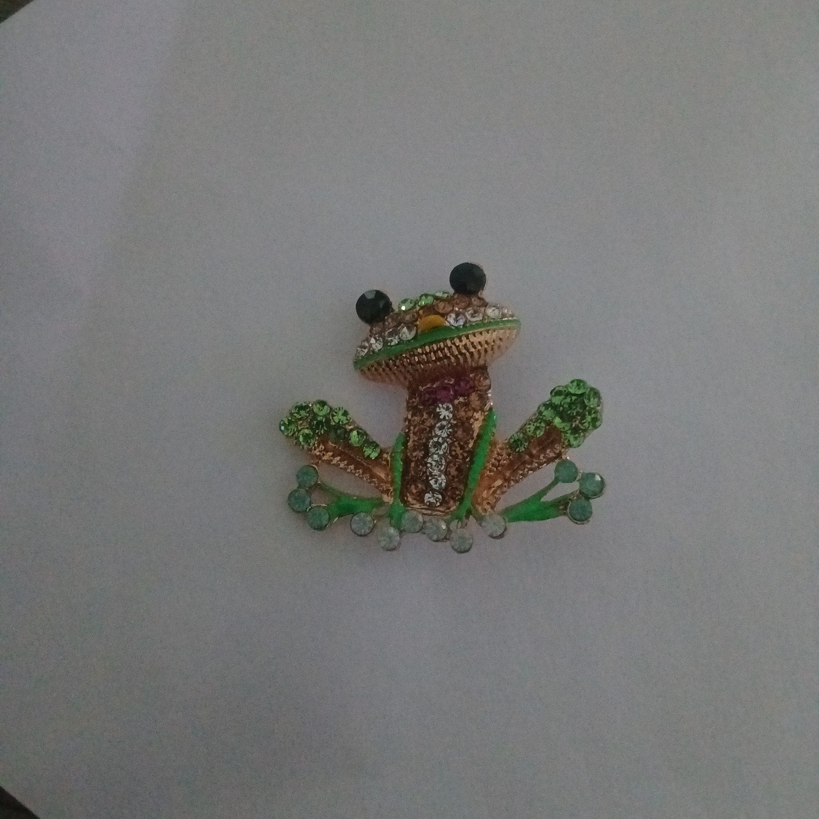 Nieuwe Broche Kikker met Strass en Kristallen, Overige materialen, 4 tot 7 cm, Met kristal, Nieuw