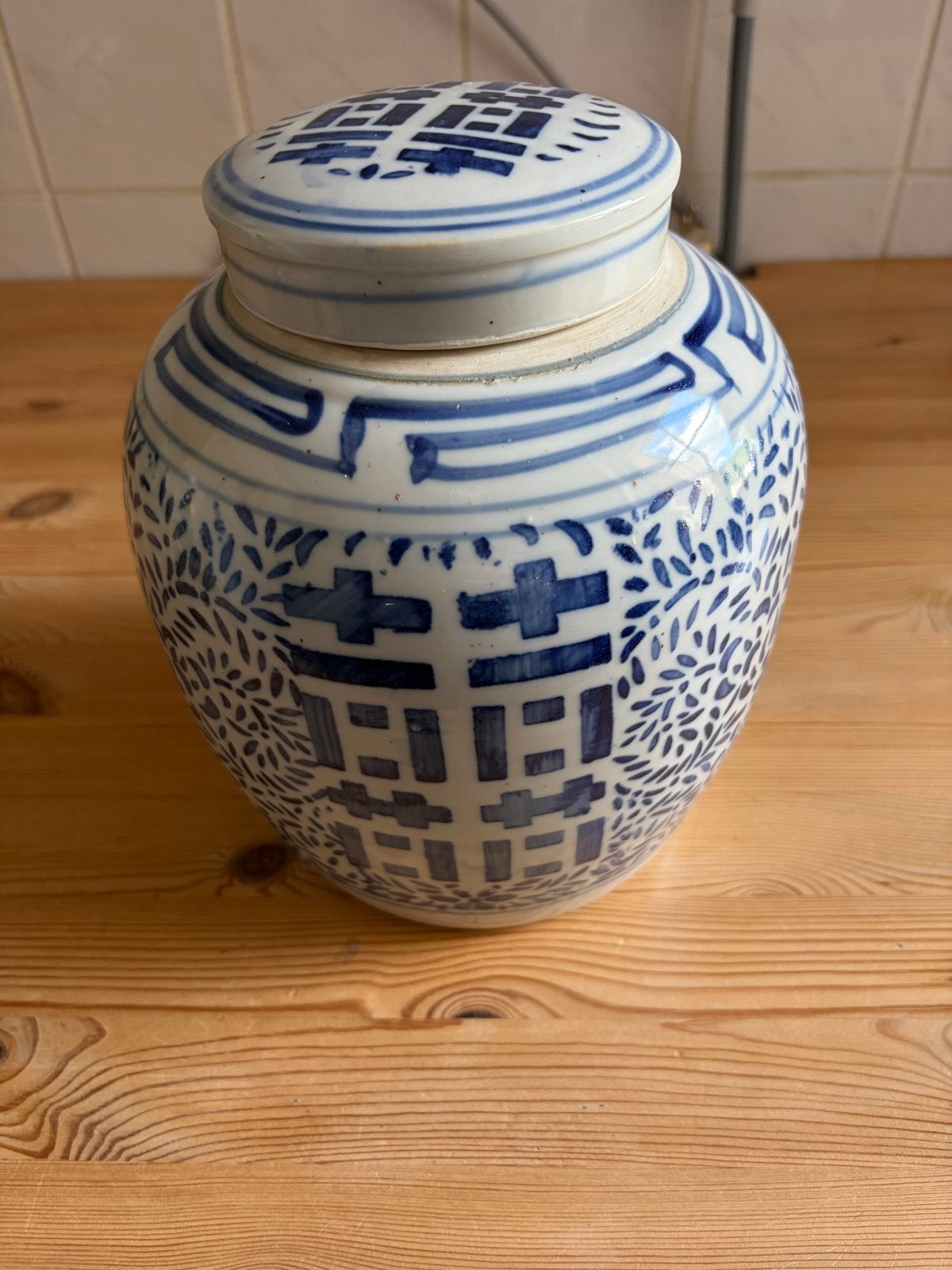 Antieke Chinese gemberpot blauw-wit porselein, Ophalen of Verzenden