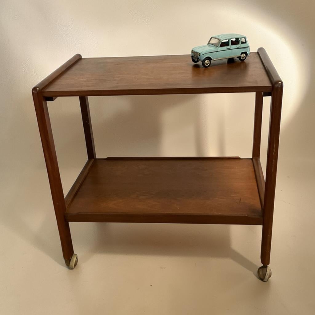 Teakhouten Deense serveerwagen -bar cart trolley, Antiek en Kunst, Ophalen