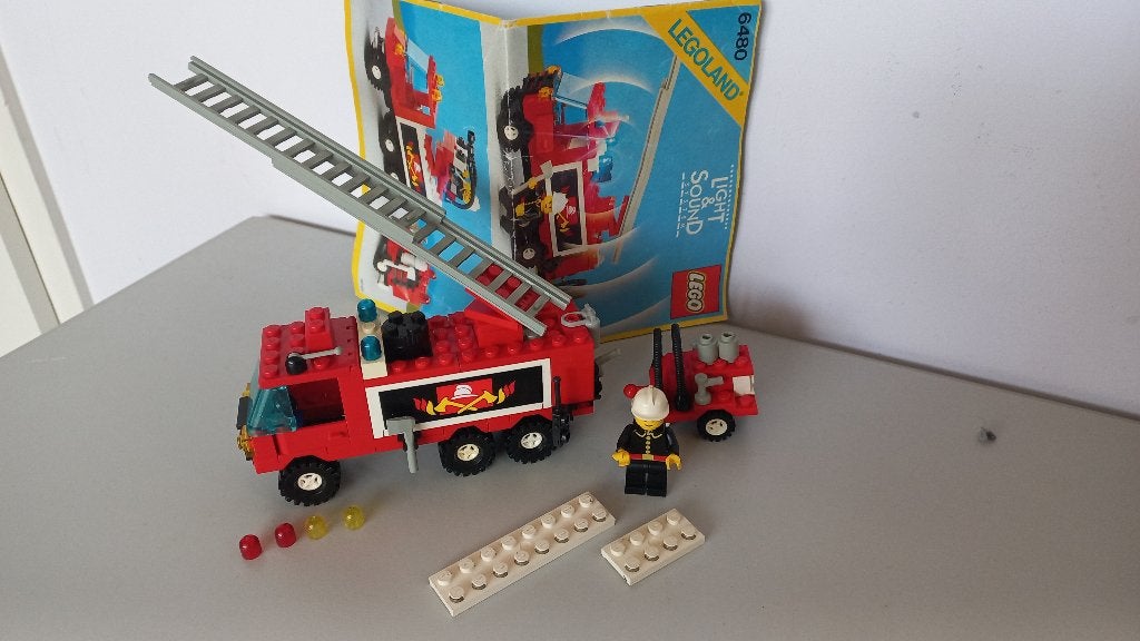 lego city 6480 brandweerwagen met licht en geluid, Compleet, Lego, Ophalen of Verzenden, Complete set