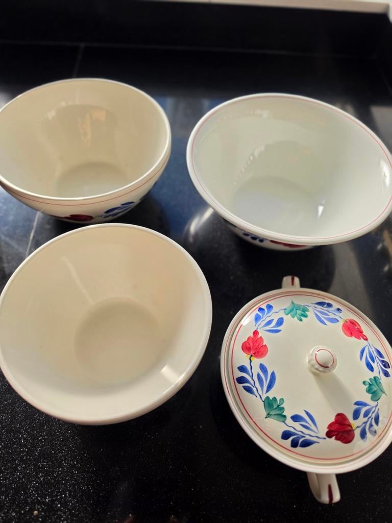 Set van 4 Boerenbont kommen met deksel, Ophalen of Verzenden