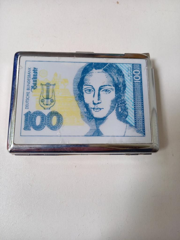 Vintage sigarettenhouder met 100 Mark biljet design, Ophalen of Verzenden