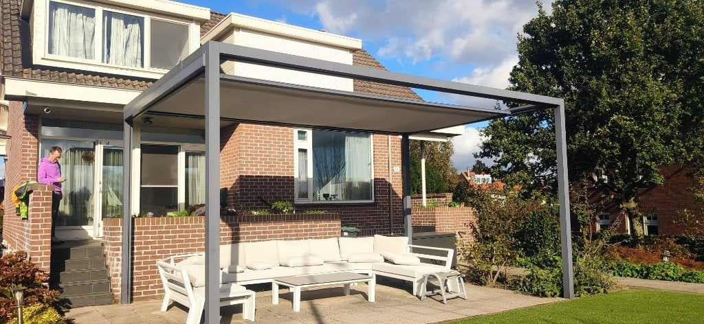Leiner Q.bus pergola 6x4 meter zonnescherm, Ophalen, Overige typen, 450 cm of meer, Elektrisch