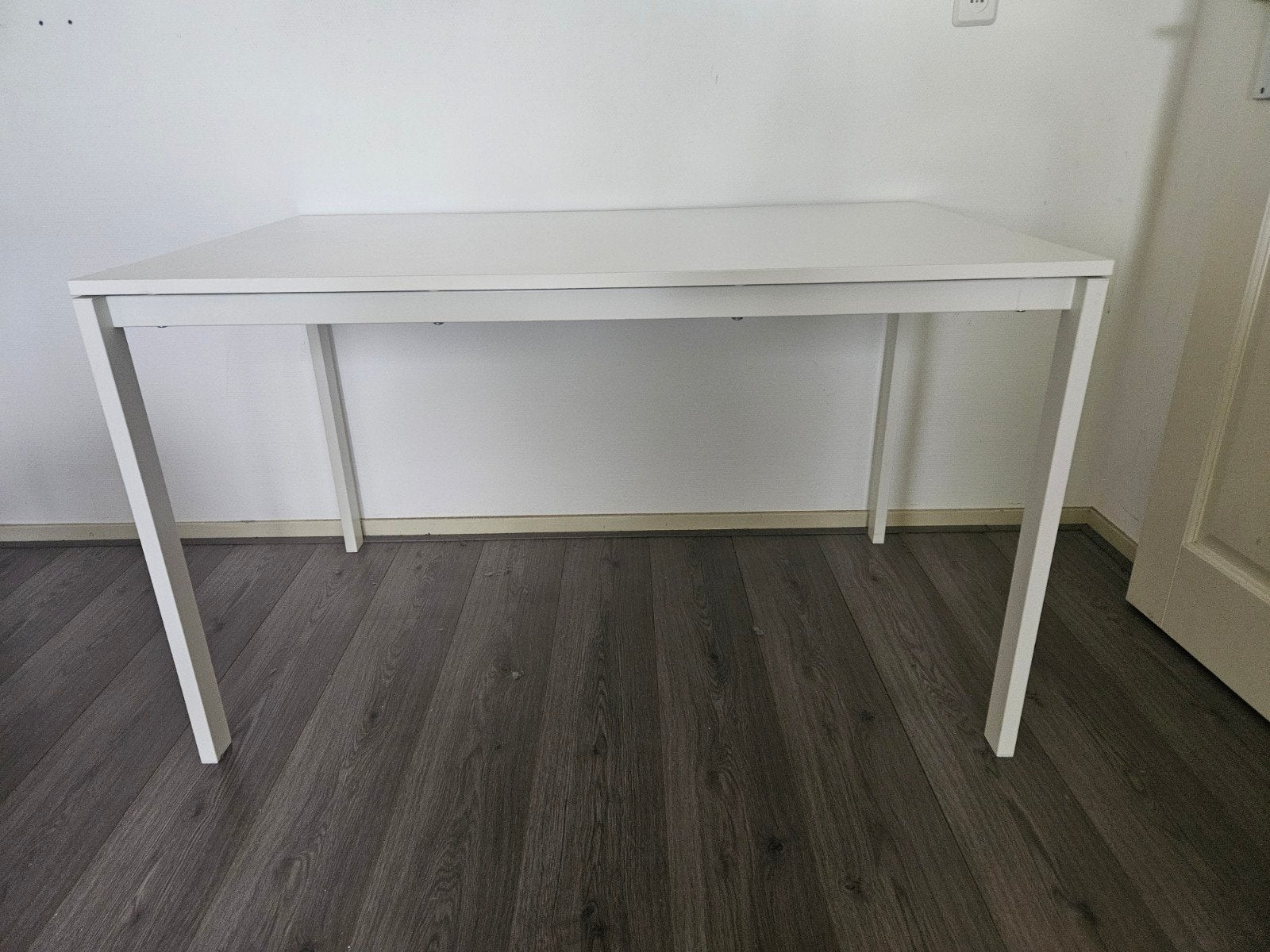 Witte tafel/bureau, Ophalen, Gebruikt, 100 tot 150 cm, Rechthoekig