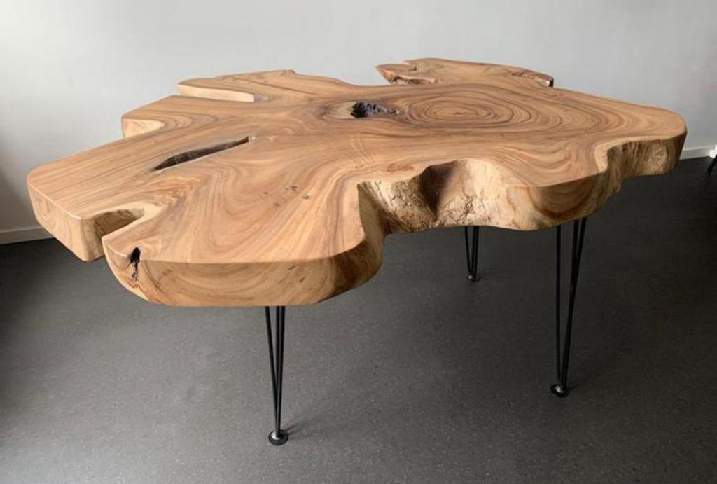Zo goed als nieuwe boomstam eettafel, Ophalen, 200 cm of meer, 50 tot 100 cm, Overige vormen