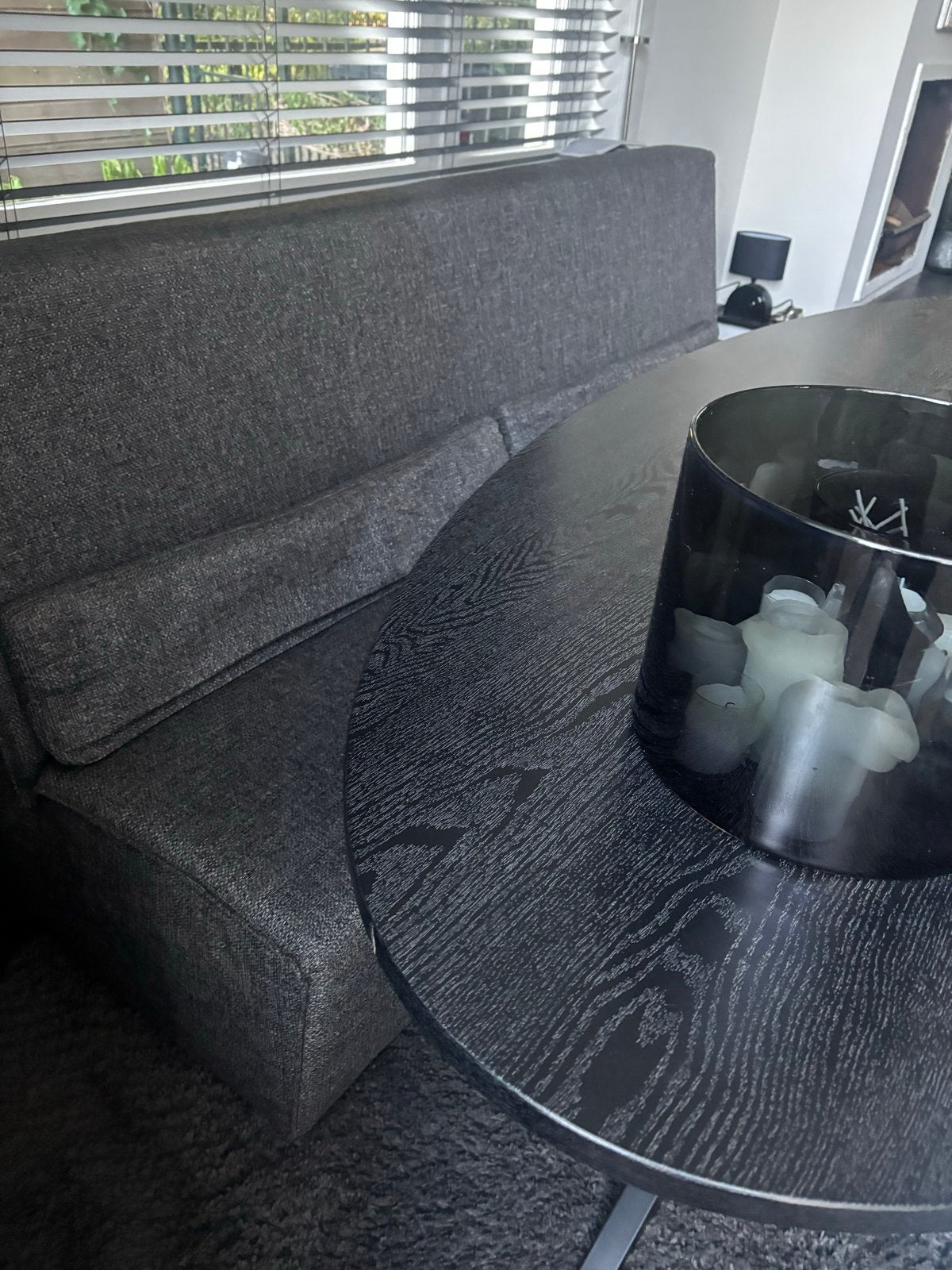Luxe antraciet eettafelbank, Ophalen, Gebruikt, Minder dan 75 cm, Rechte bank