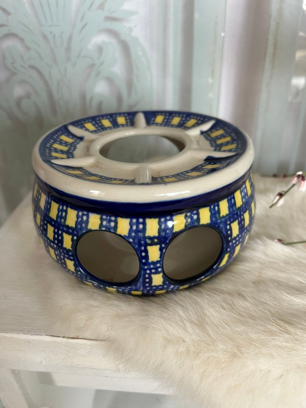 Bunzlau vintage pools aardewerk thee stoofje theelichtje, Antiek en Kunst, Ophalen