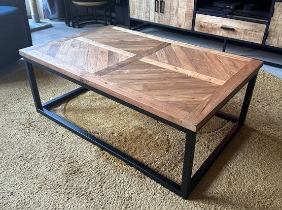 Industriële salontafel 110 cm lang 70 breed, Ophalen, Gebruikt, 100 tot 150 cm, 50 tot 100 cm