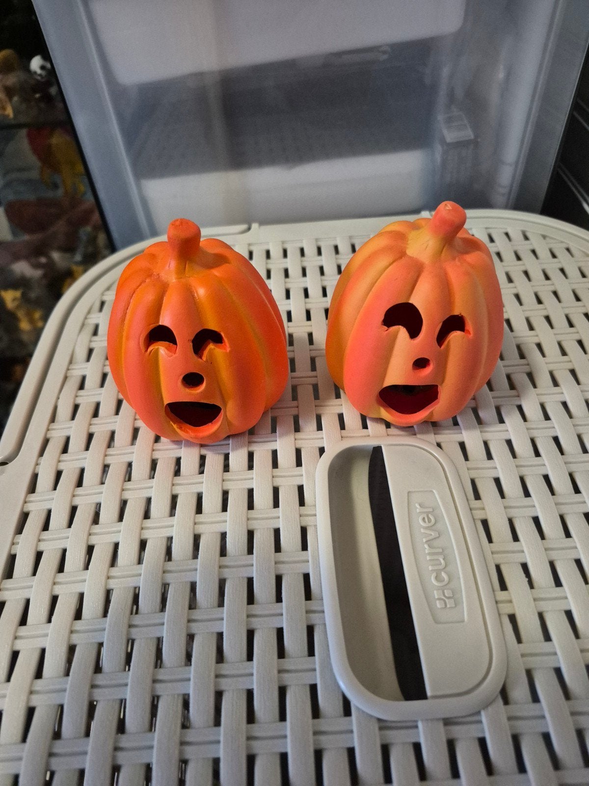 2 lichtgevende pompoenen halloween pompoen met gezicht, Ophalen of Verzenden, Zo goed als nieuw, Versiering, Halloween of Griezel