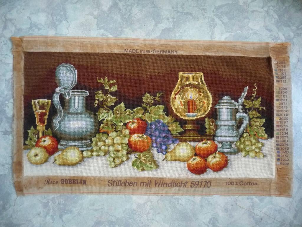 Borduurwerk "Stilleven" (fruit), Ophalen of Verzenden, Gebruikt, Handborduren, Onderdeel of Toebehoren