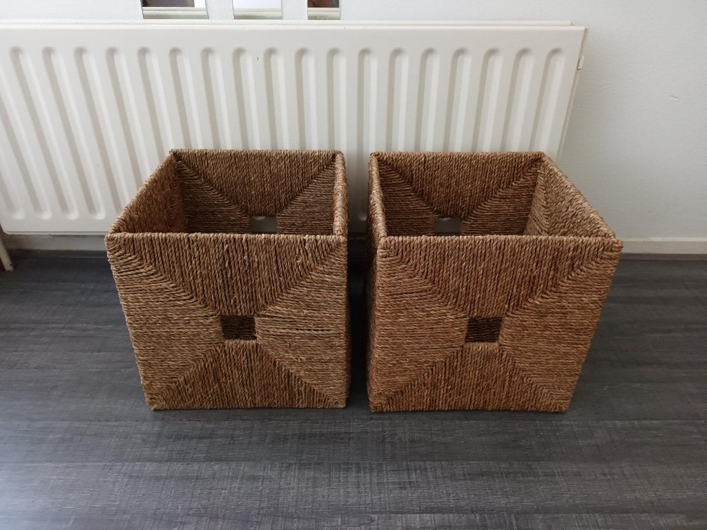 2 Knipsa zeegras manden voor Ikea Kallax kast, Huis en Inrichting, Ophalen, Gebruikt, Mand, Vierkant