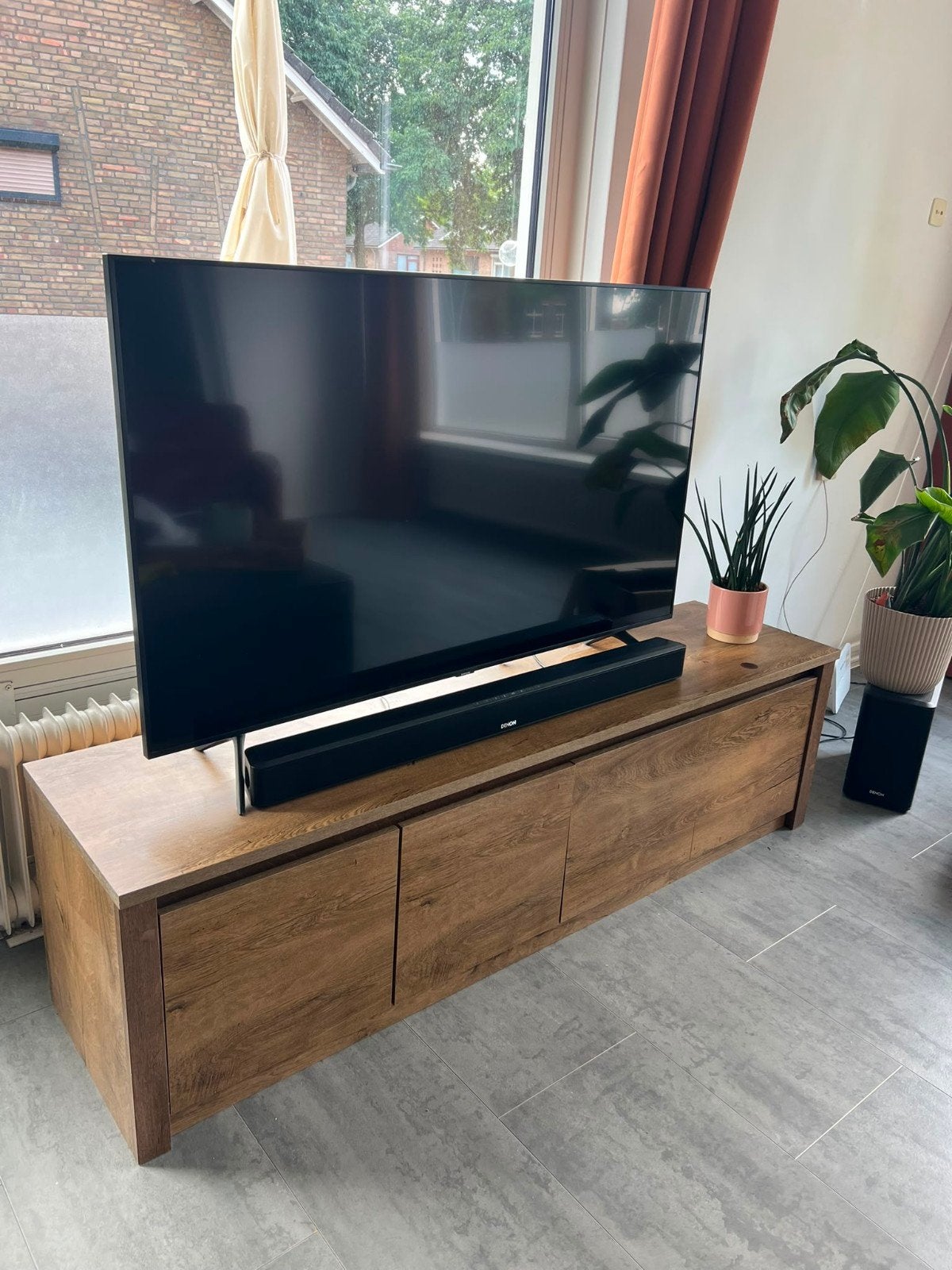 TV meubel hout, Ophalen, Gebruikt, 25 tot 50 cm, Minder dan 100 cm
