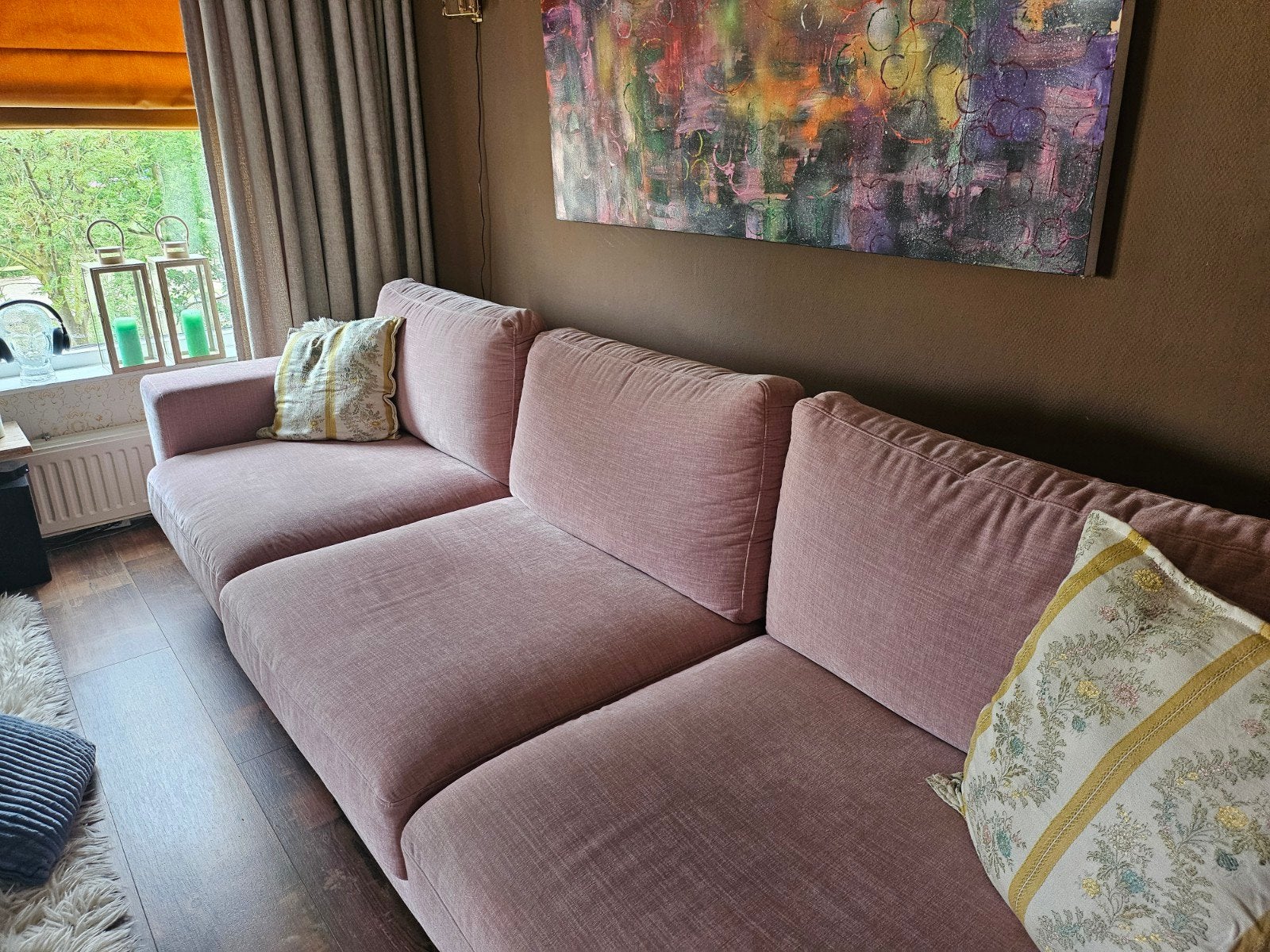 Mooie grote roze vt wonen bank 326 breed 103diep, Ophalen of Verzenden