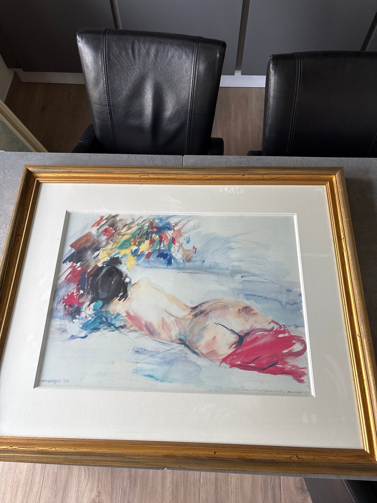 Vrouwelijk Naakt - Aquarel en Inkt op Papier, Gesigneerd, Antiek en Kunst, Portret of Personen, Expressionistisch, Ophalen of Verzenden