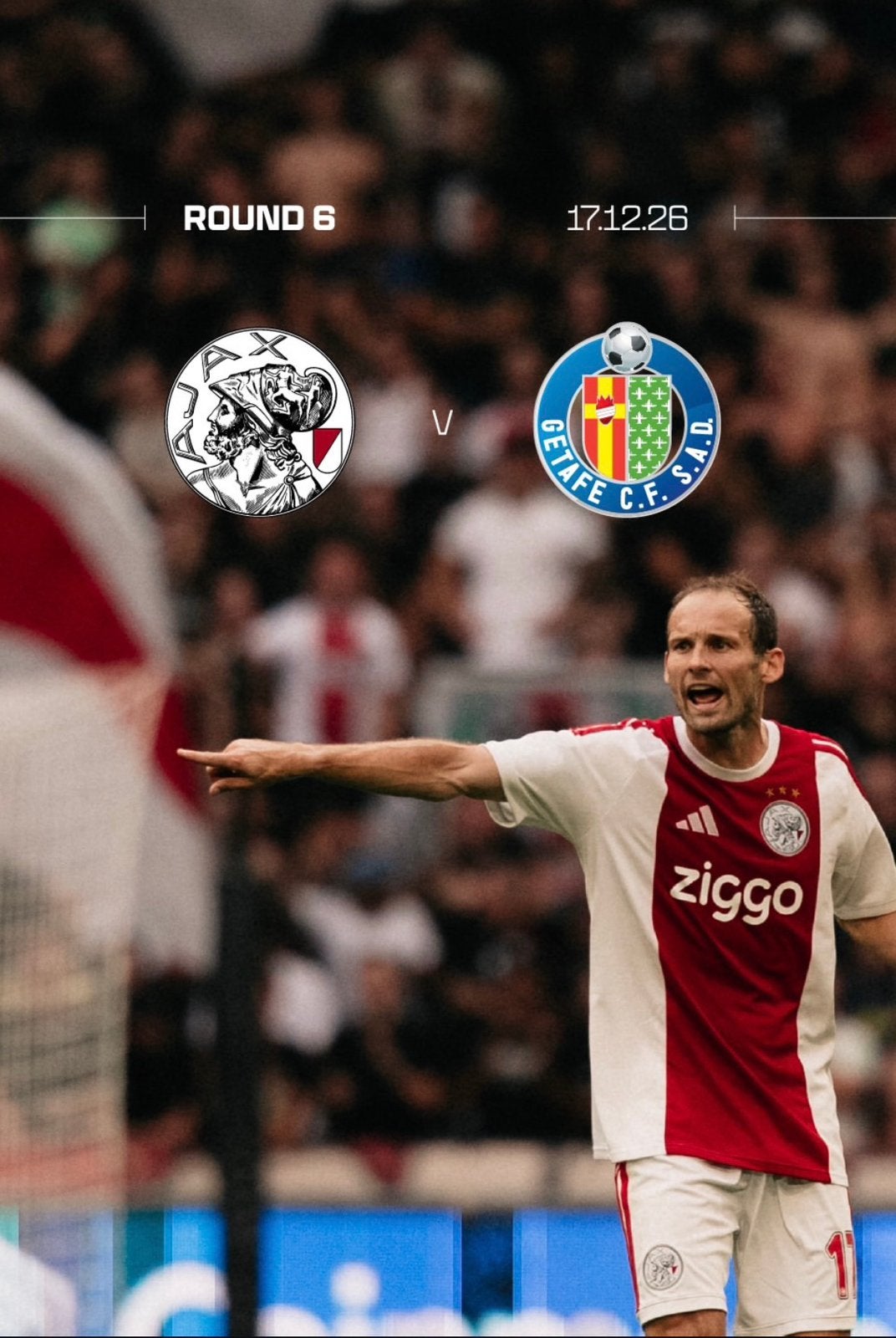 AJAX- GETAFE 2 kaarten vak 424 naast elkaar!, Drie personen of meer, December