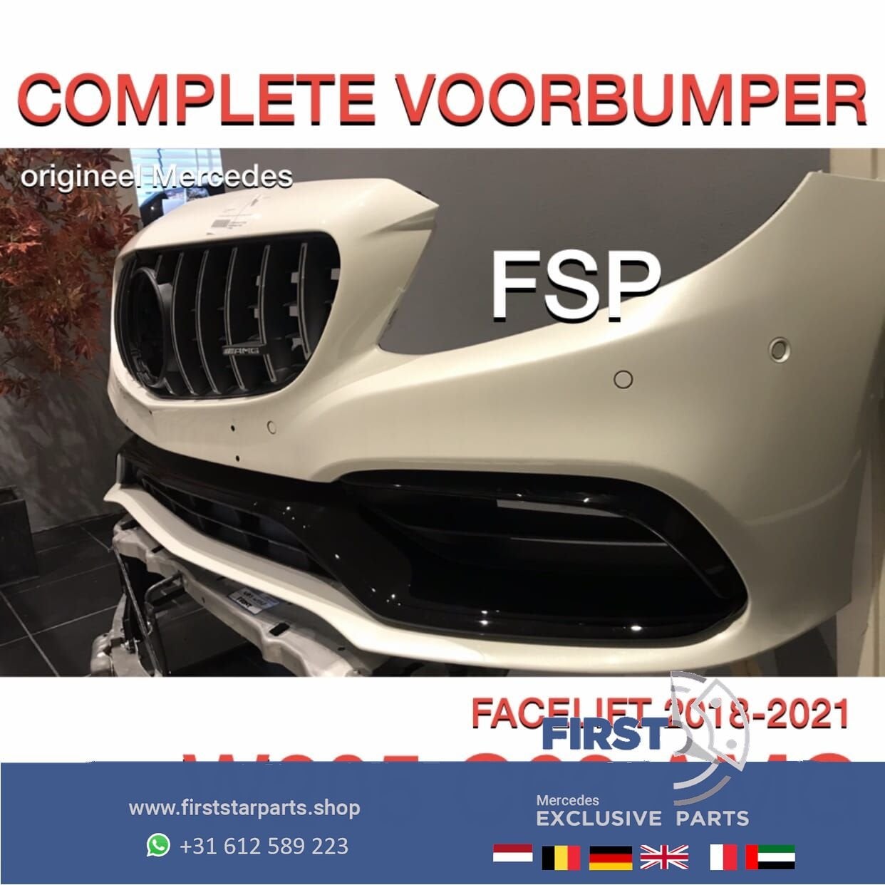 W205 S205 FACELIFT C63 AMG VOORBUMPER WIT COMPLEET Mercedes, Auto-onderdelen, Gebruikt, -, Voor, Ophalen of Verzenden