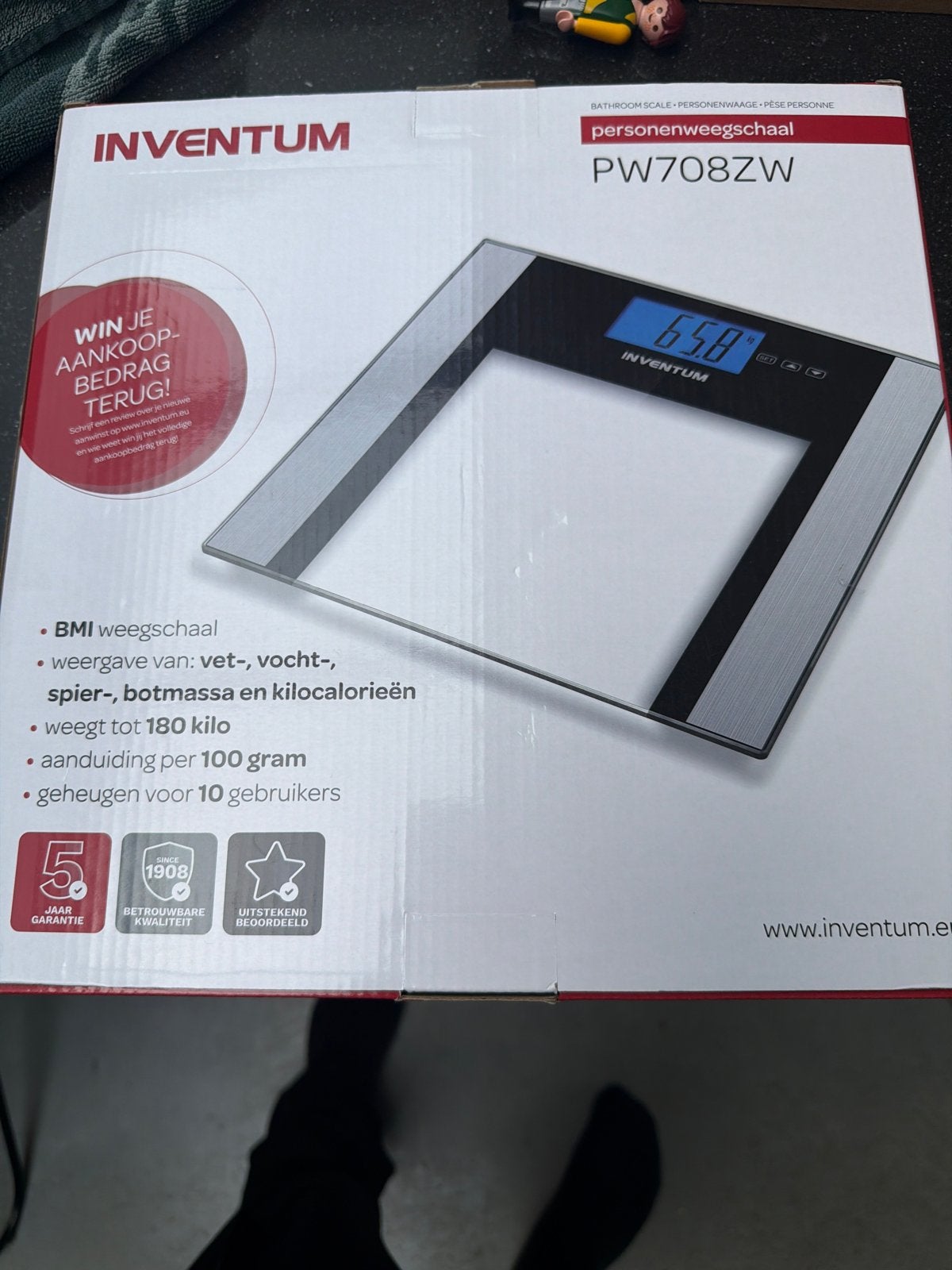Inventum PW708ZW Personenweegschaal - BMI, vet, vocht, Ophalen, Nieuw, 100 kg of meer, Digitaal