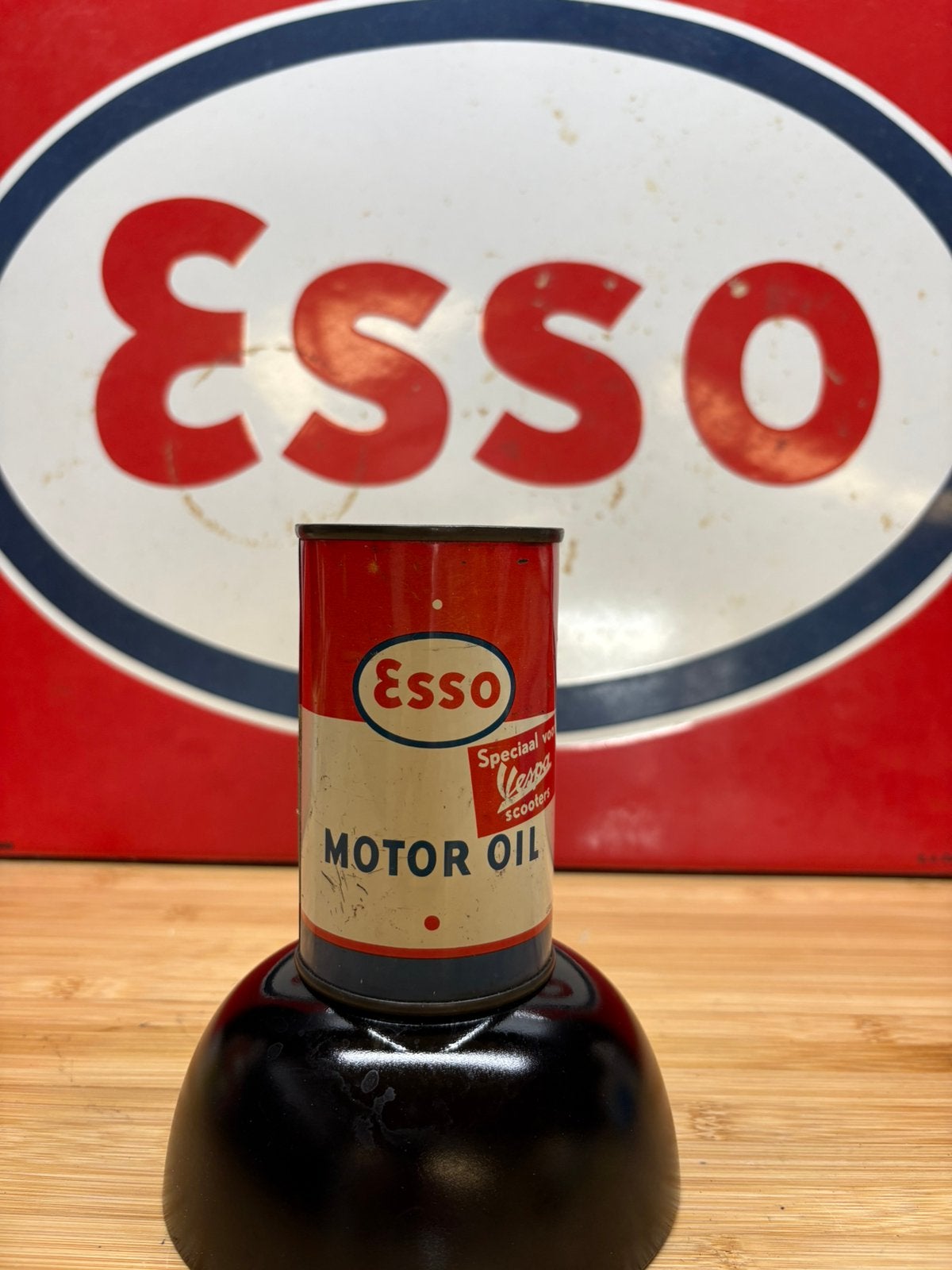 Esso motor oil Vespa blikje, Verzamelen, Merken en Reclamevoorwerpen, Ophalen of Verzenden, Zo goed als nieuw, Verpakking