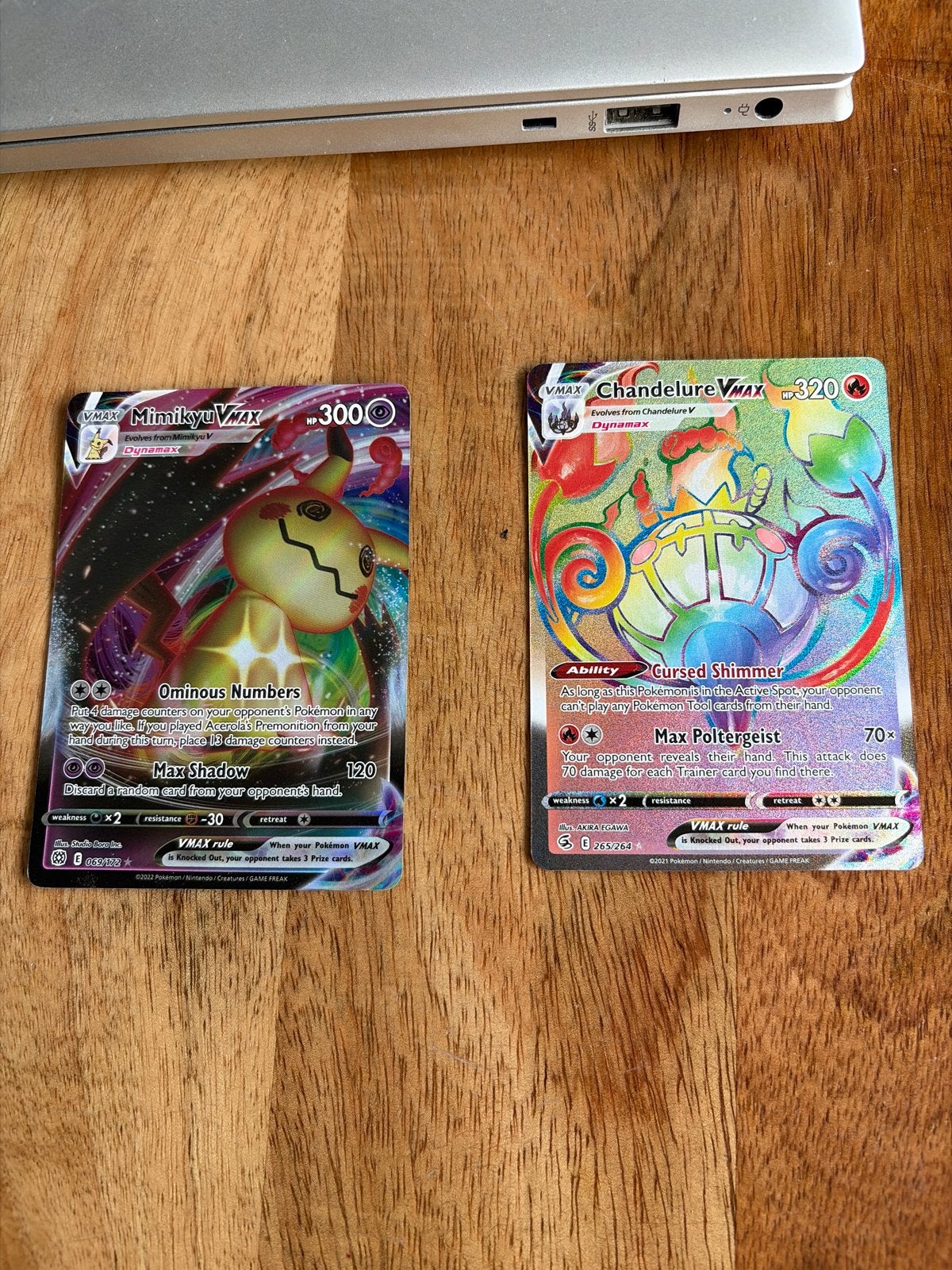 Pokémon TCG: Mimikyu VMAX & Chandelure VMAX kaarten, Ophalen, Zo goed als nieuw, Meerdere kaarten