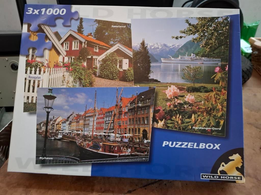 Wild Horse Puzzelbox 3x1000 stukjes, Ophalen of Verzenden, Meer dan 1500 stukjes, Gebruikt, Legpuzzel