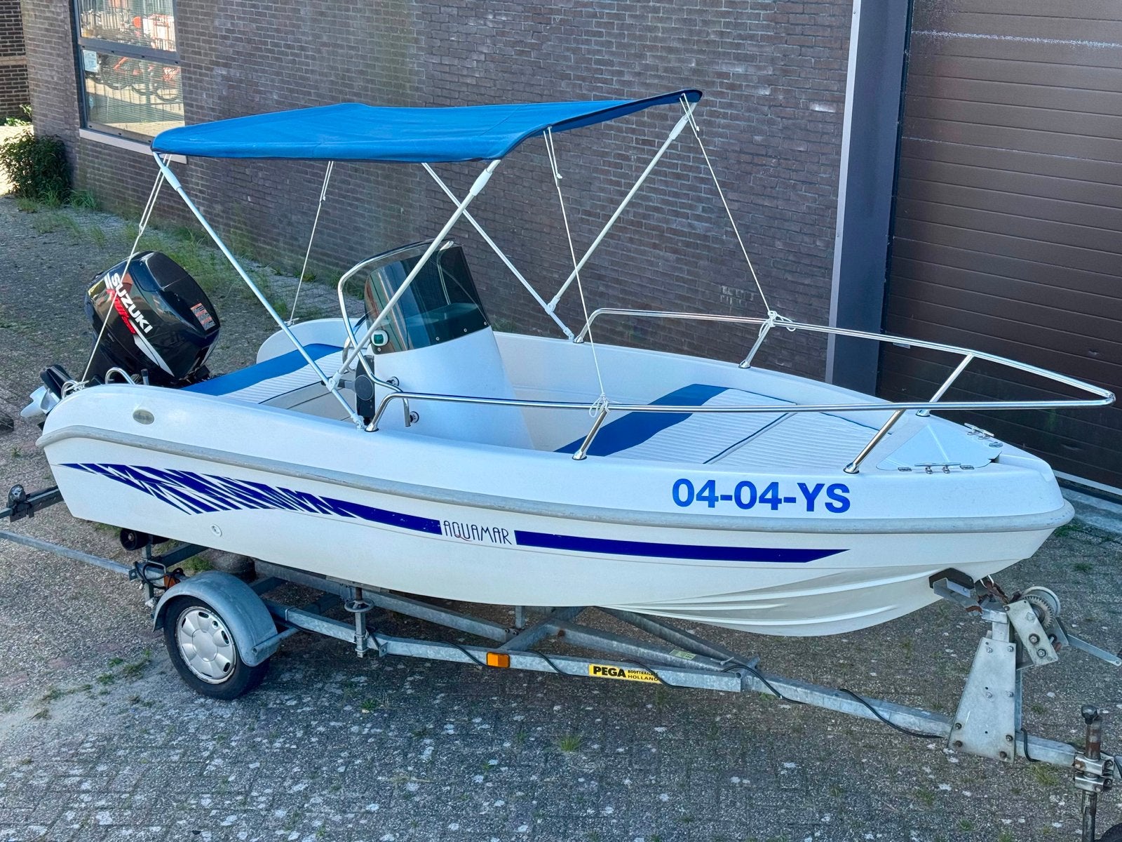Nette Aquamar zuinige Suzuki DF40 en trailer, Ophalen, Overige merken, Gebruikt, 30 tot 50 pk
