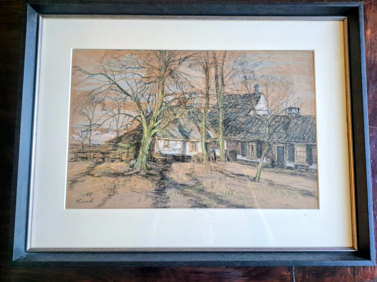 Gesigneerde pasteltekening van Cath. Krol, Antiek en Kunst, Ophalen of Verzenden