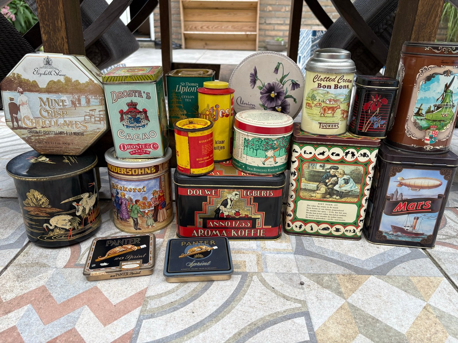 Grote collectie vintage blikken - diverse merken en maten, Verzamelen, Blikken, Ophalen, Gebruikt, Overige, Overige merken