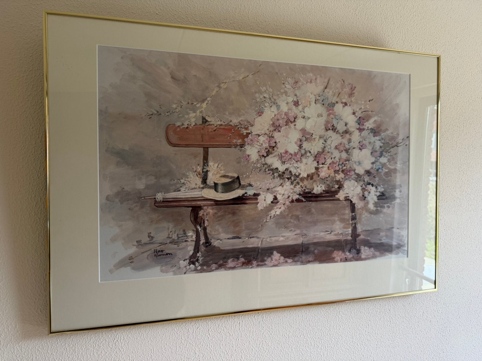 Een mooie  ingelijst kunstwerk schilderij…, Ophalen of Verzenden