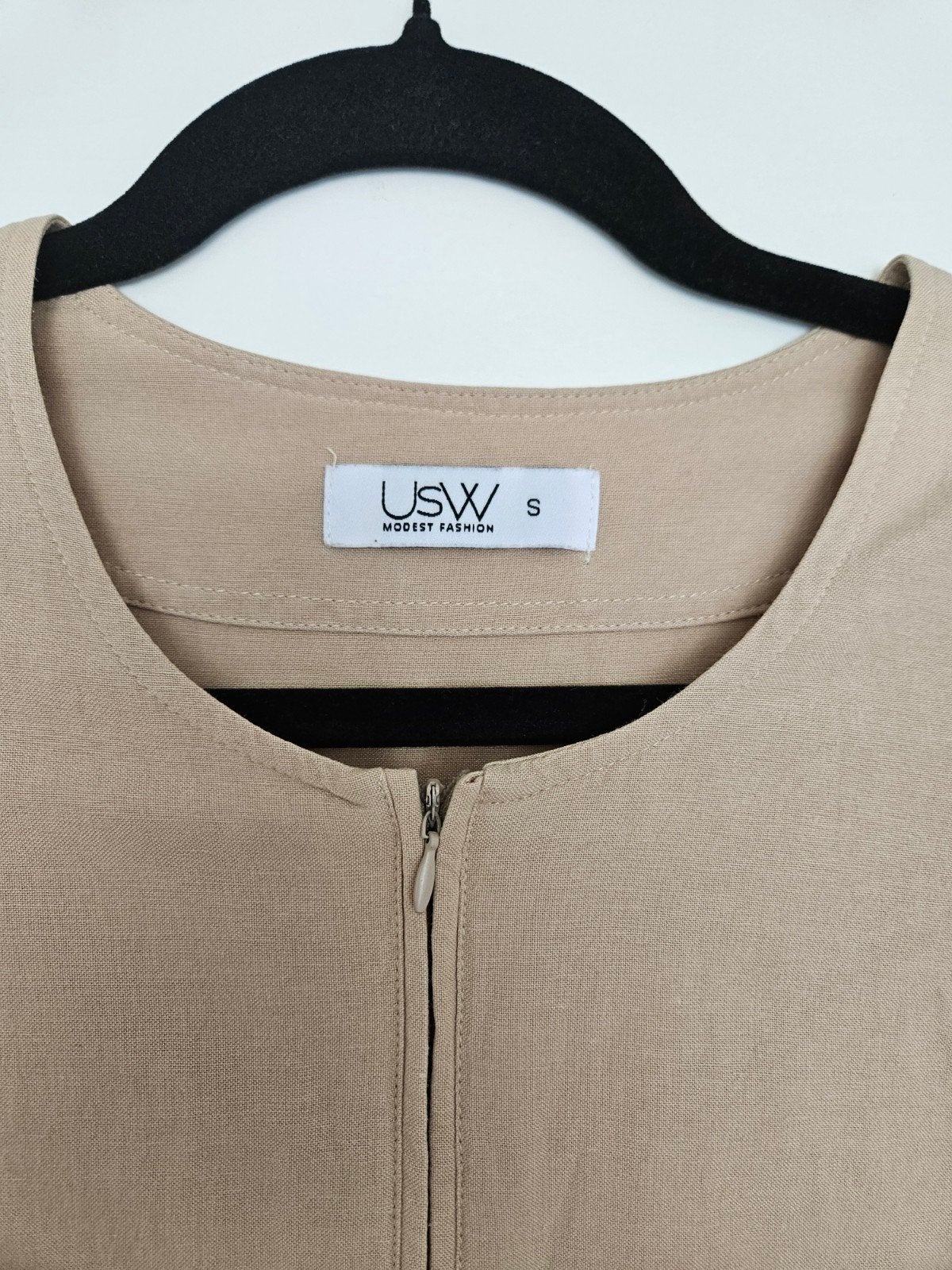 Linnen Katoen Kimono Abaya - Cream/beige (Umm Sara Wear) S/M, Umm Sara wear, Beige, Ophalen of Verzenden, Zo goed als nieuw